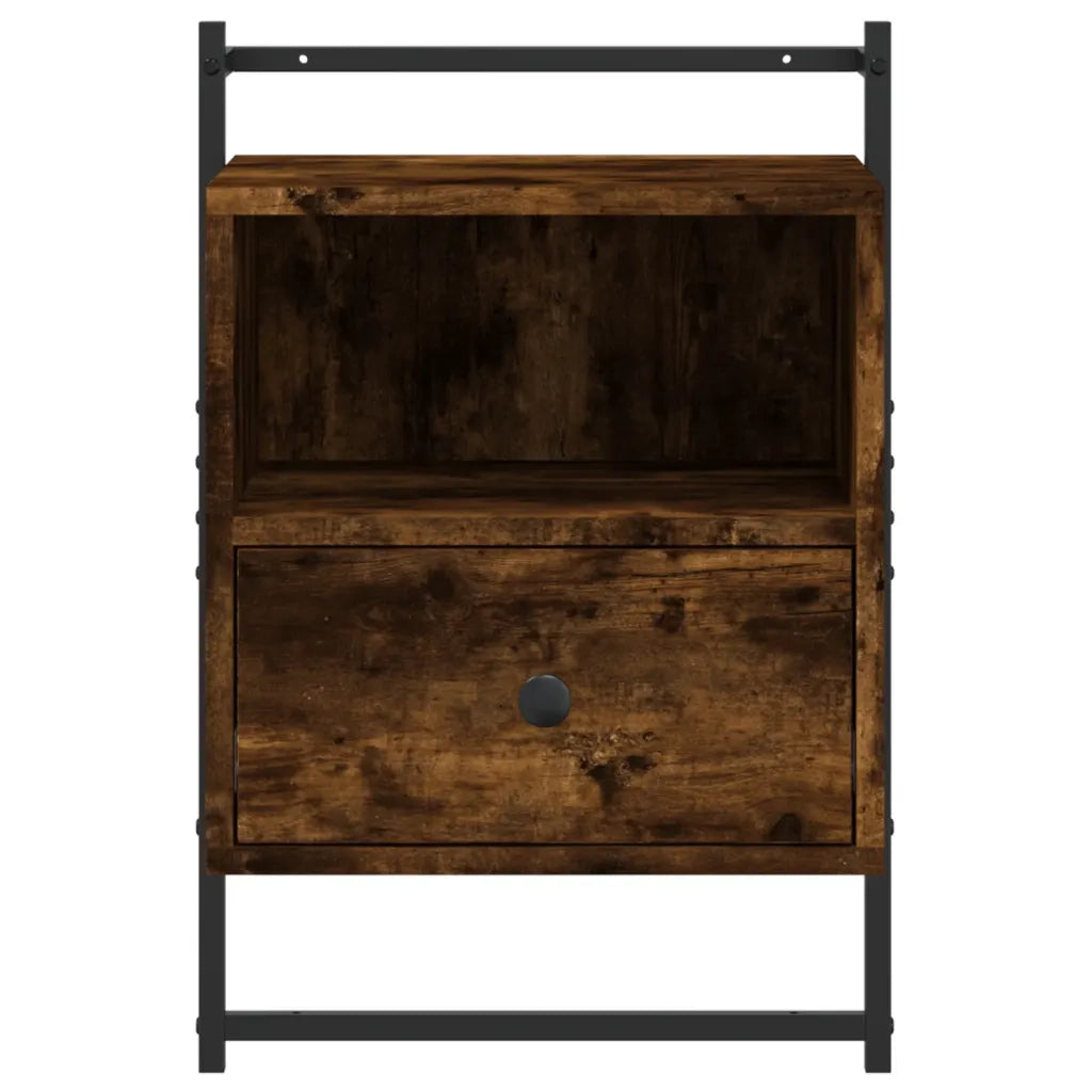 Set di 2 Comodini | Armadio da Notte | Mobiletto da notte a Muro Rovere Fumo 40x30x61 cm Legno Multistrato
