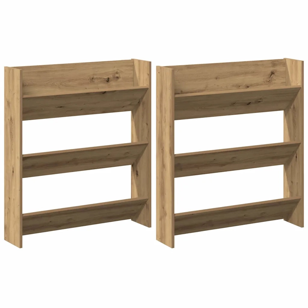 vidaXL Armadi per scarpe da muro Altro 2 pcs rovere artigianale