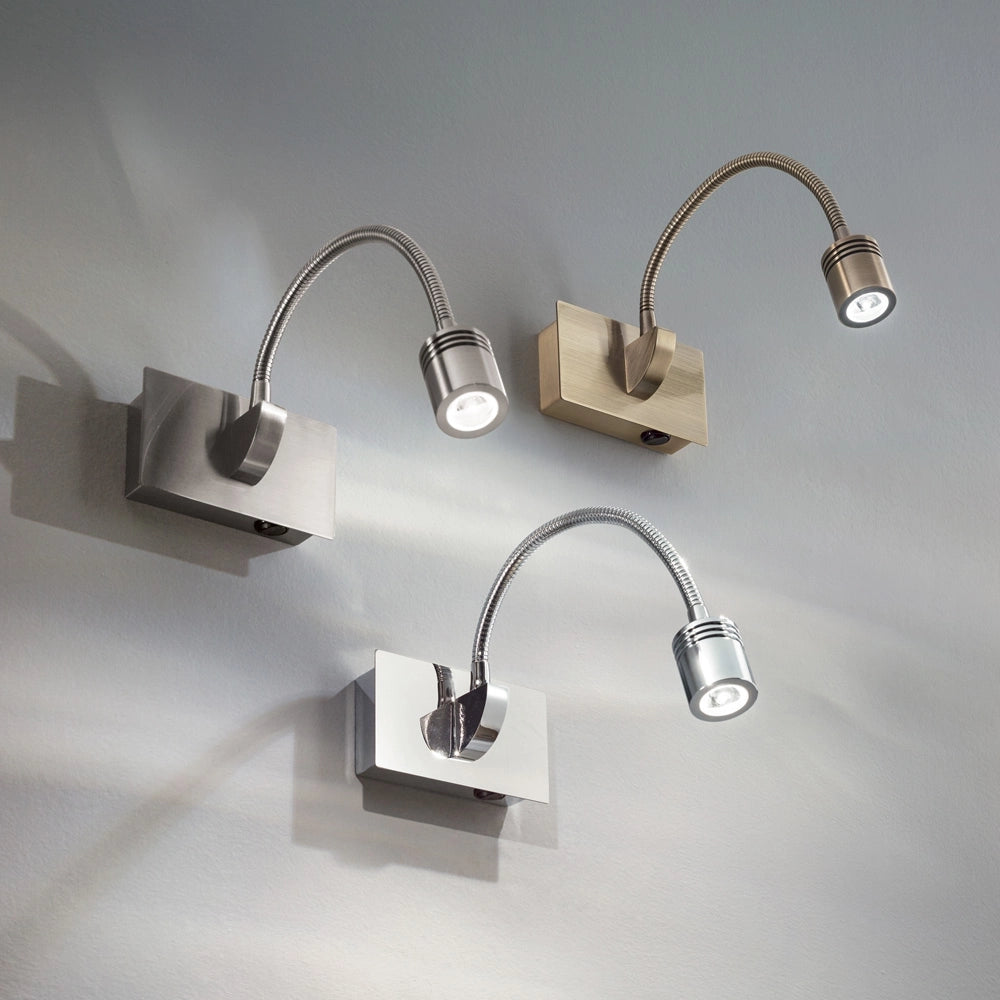 Applique Moderna Dynamo Metallo Nickel Flessibile Led 3W 4000K