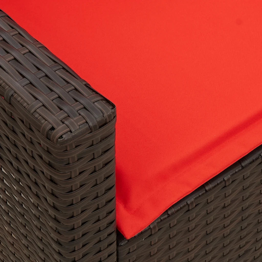 Divano da Giardino a 5 Posti con Cuscini in Polyrattan Marrone 4104119