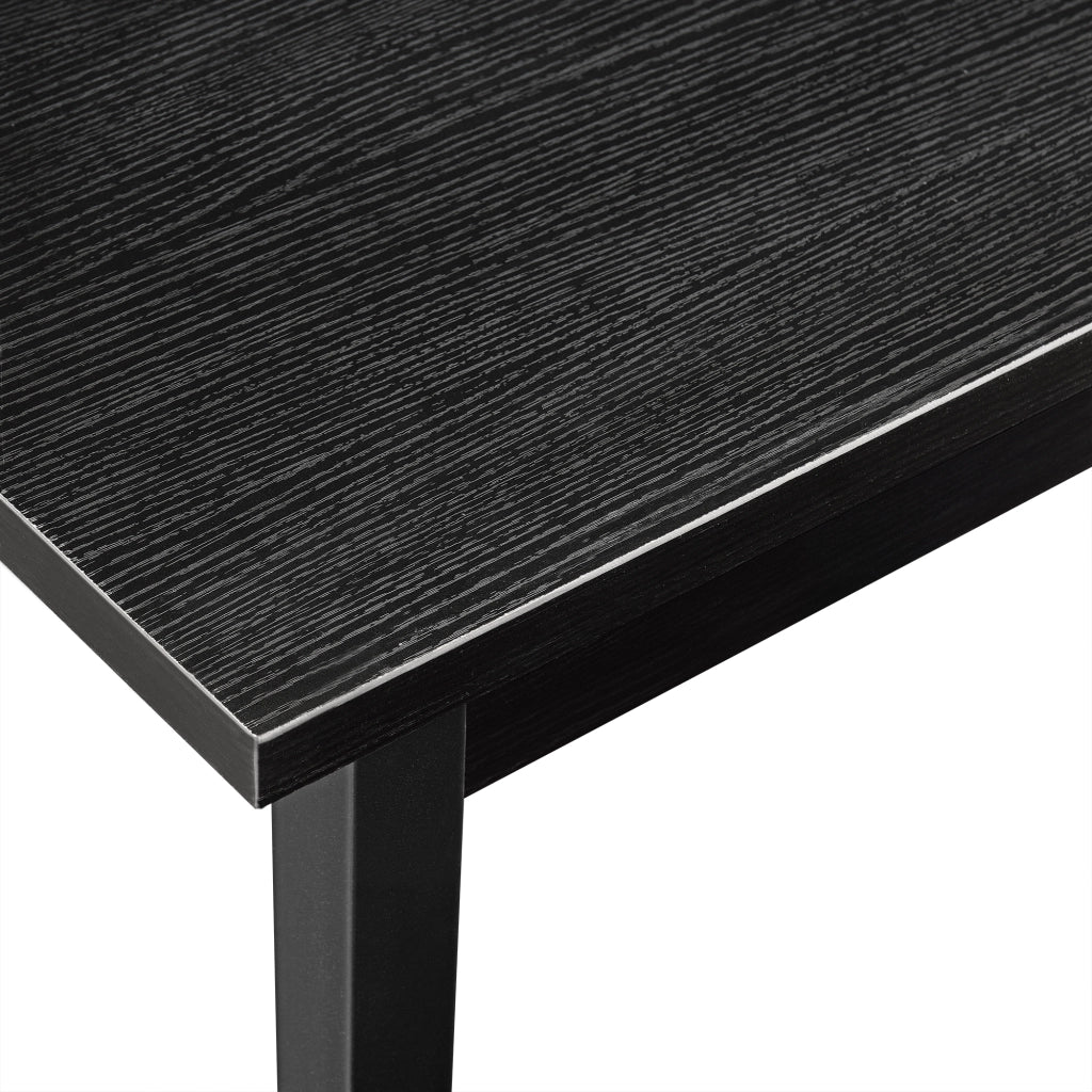 Set Sala da Pranzo Bjerkvik Tavolo 140x60 cm e 6 Sedie Imbottite Rivestimento in Similpelle - Nero / Grigio [en.casa]
