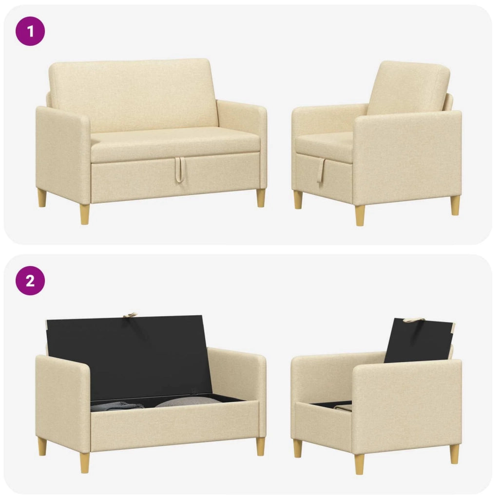 Set di Divani con Storage 2 pcs Crema Poliestere 3429155