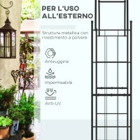 Archetto da Giardino per Piante Rampicanti e Decorazioni, Metallo Nero, 157x40x223cm