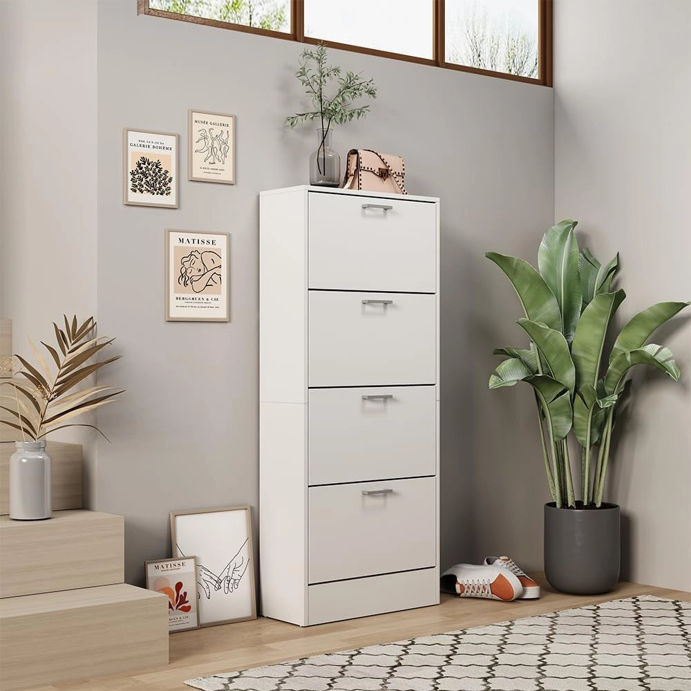 Vicco Scarpiera da ingresso Gregor, Bianco, 63 x 150 cm, per la conservazione delle scarpe e combinabile con scaffali