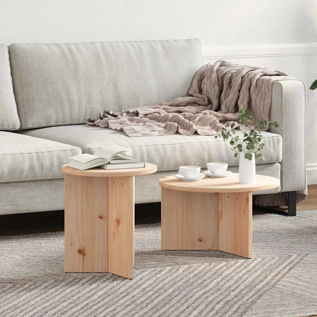 vidaXL Tavolino da salotto 2 pcs Naturale 49 x 49 x 28 cm