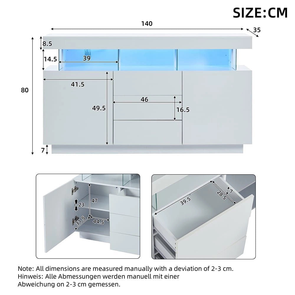Buffet bar - Xylo - 140x35x80cm LED 16colori acrilico