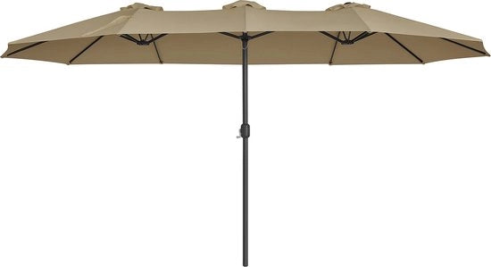 Parasole a doppia copertura Tyrell - 460x270cm - Extra Grande - Protezione UV fino a UPF 50+ - con maniglione Market - Senza stendardo - Taupe