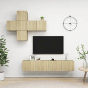 Set di Mobili Porta TV 7 pz-Credenza per TV Rovere Sonoma in Legno Multistrato