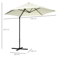 Ombrellone da Giardino a Sbalzo 2.6x2.5 m con Rotazione a 360° e Manovella, Beige