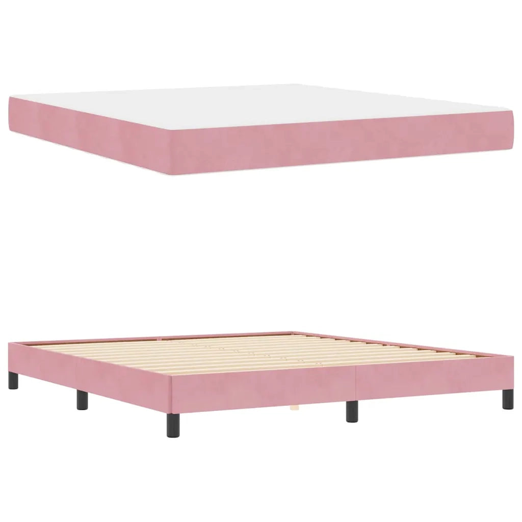 Letto a molle con materasso Rosa 180 x 210 cm Tessuto