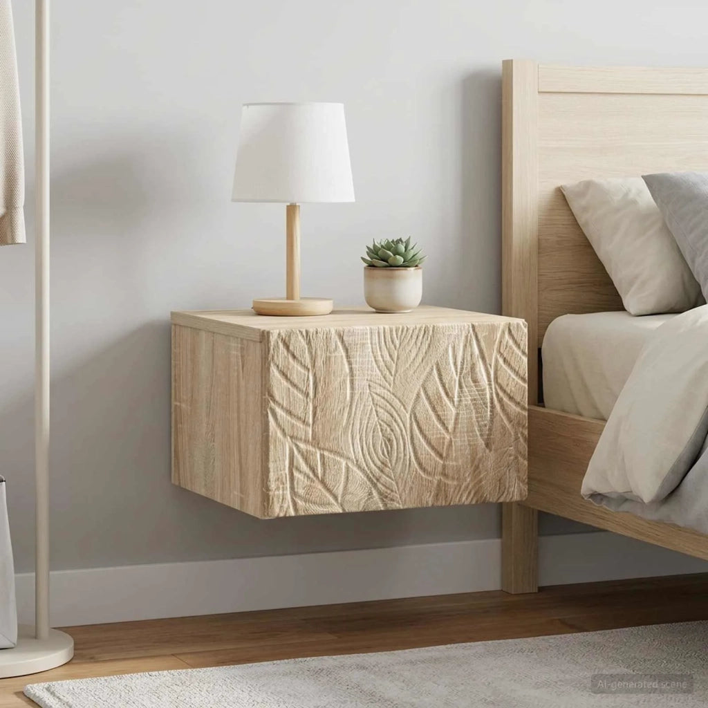 Mobiletto da notte a muro 2 pcs Rovere Sonoma 49 x 34,5 x 20 cm 898790