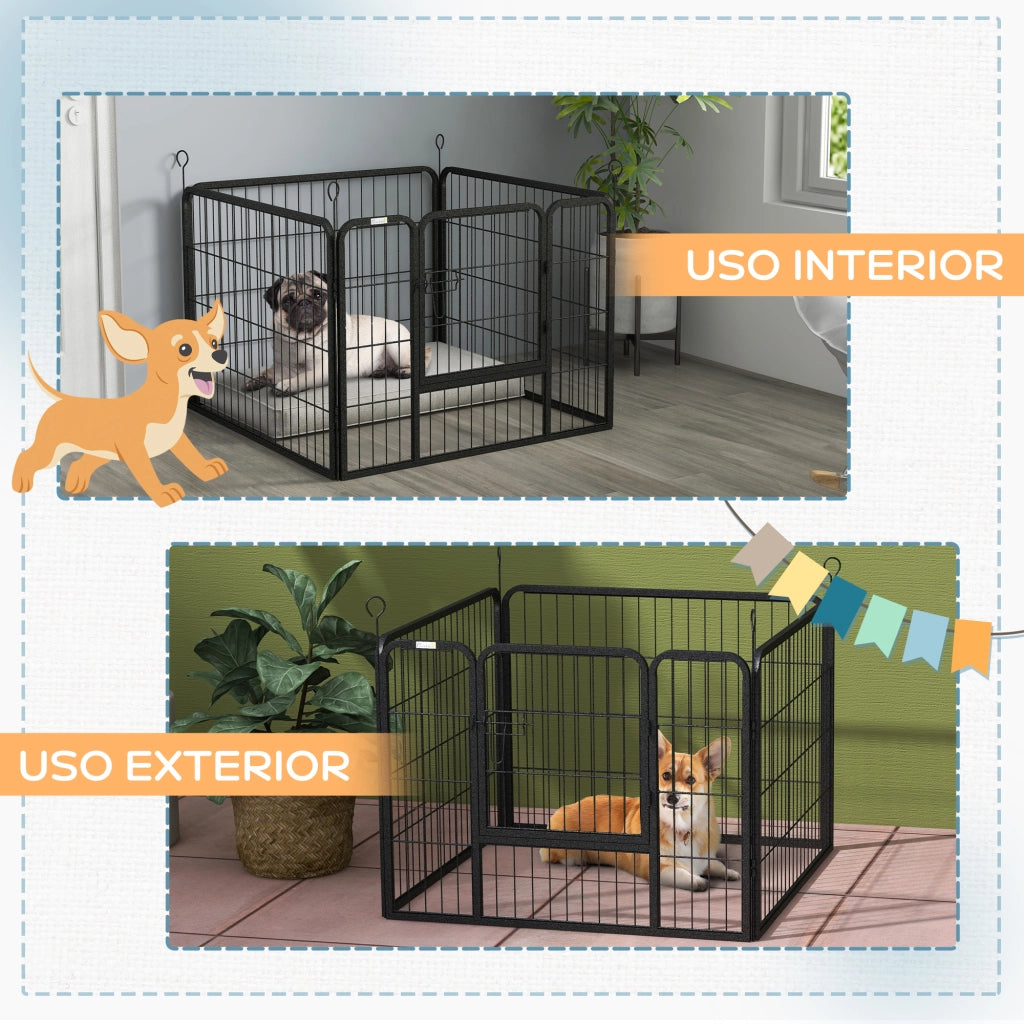 Recinto per cani pieghevole 4 pannelli ¨C zephmum ¨C grigio 82x82x60 cm