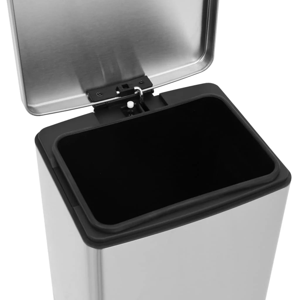 Pattumiera a pedale anti-impronta da 30 litri acciaio inossidabile argento argento 02_0043857