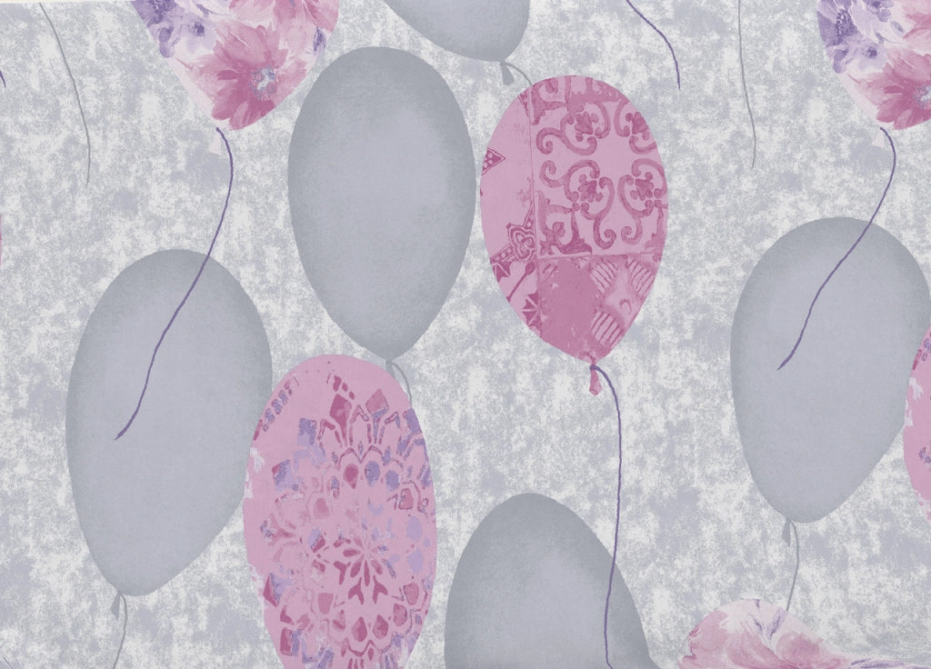 Telo Arredo Multiuso Linea Pensieri Delicati In Cotone Disegno Palloncini - Singolo - Rosa