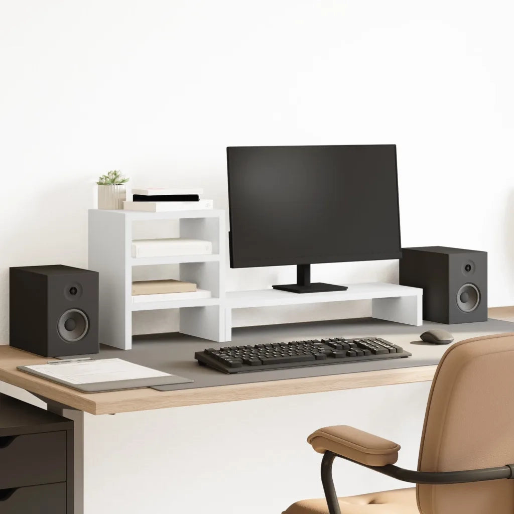 Supporto Monitor con Organizzatore Bianco in Truciolato 854733