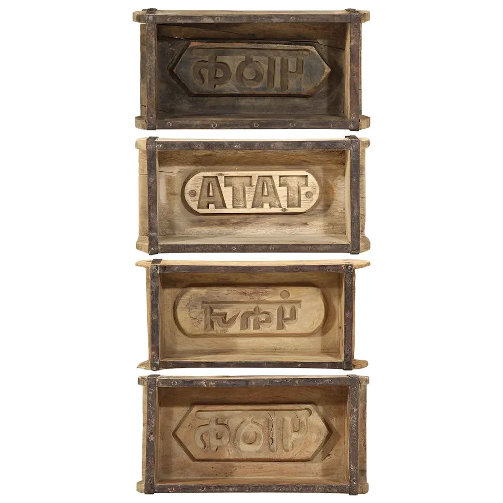 Vassoio Marrone 30 x 15 x 9 cm Legno Recuperato Massello 4019608
