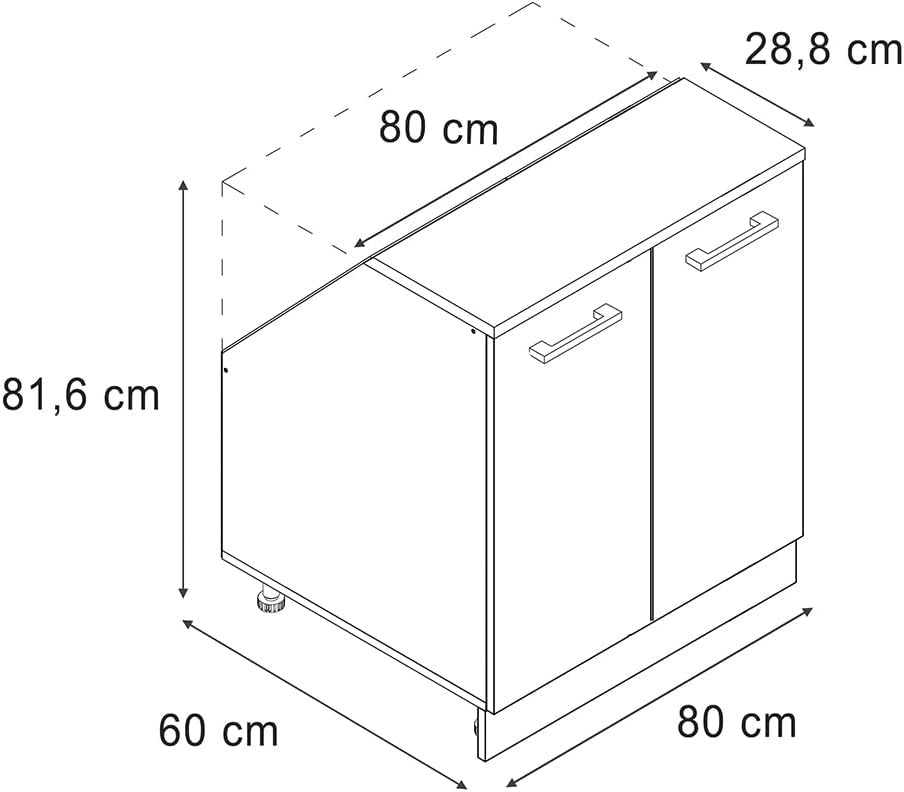 Pensile da cucina R-Line, Calcestruzzo nero, 60 cm, per la libera combinazione all'interno di sistemi cucina modulari