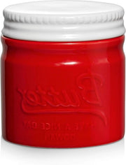 Vasetto di burro con coperchio - ciotola di burro ceramica - mantiene il burro fresco e morbido - linea di guida - rosso.