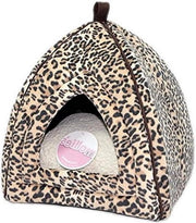 Letto per Gatti - Forma Iglu con Pelle Finta a Ragno con Disegno di Leopardo