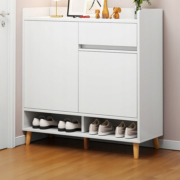 Scarpiera da 90x60x32 cm, finitura bianca, ideale per l'ingresso.