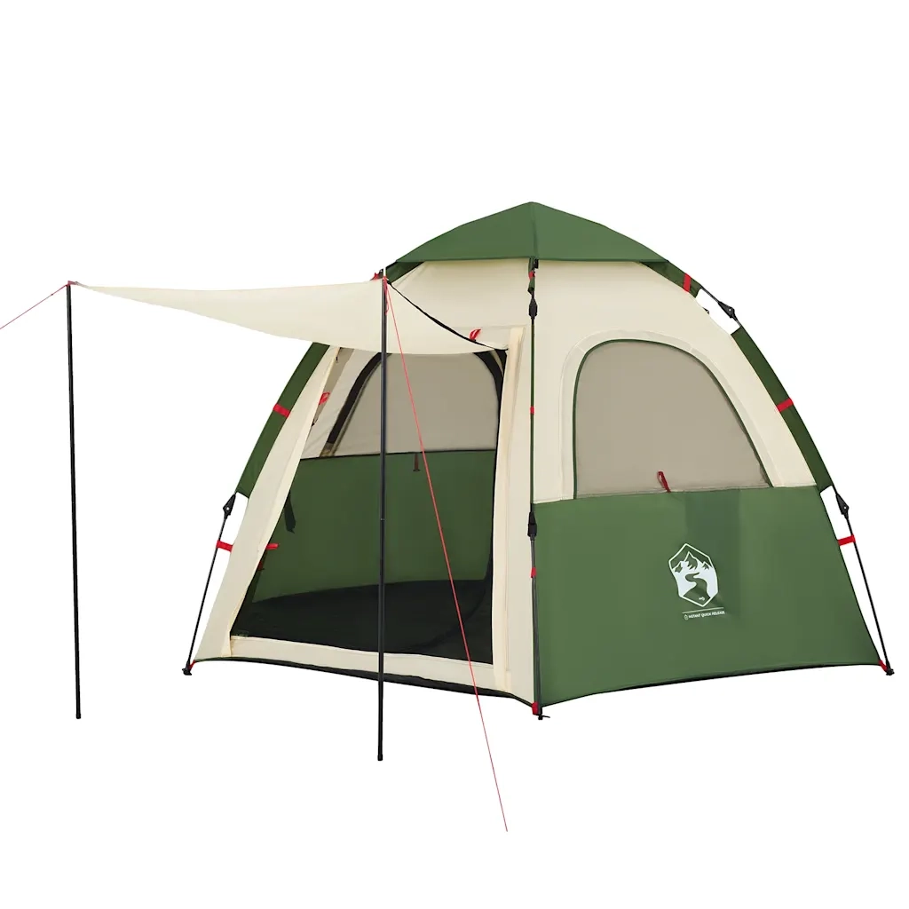 Tenda da Campeggio Cabina 4 Persone-Tenda per Escursionismo Verde a Rilascio Rapido 322469