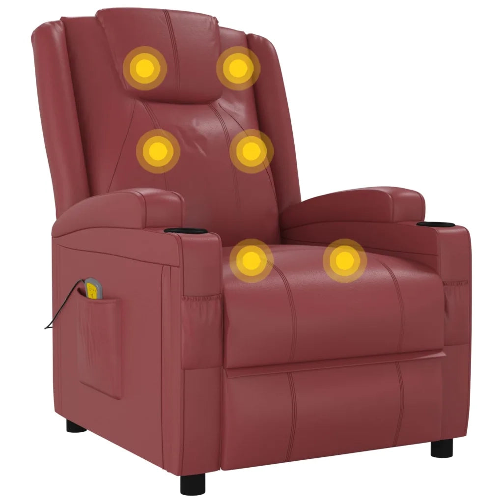 Divano Sedia-Poltrona Massaggiante Rosso Vino in Similpelle 756079