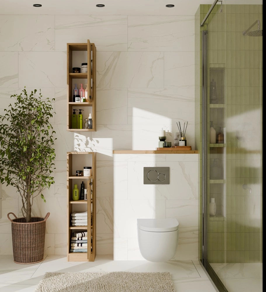 Mobile bagno sospeso MEXY W1D colonna 1 ante 3 ripiani rovere artisan