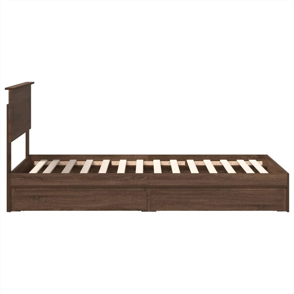 Letto con Contenitore con testiera Rovere Marrone 75 x 190 cm 3408514