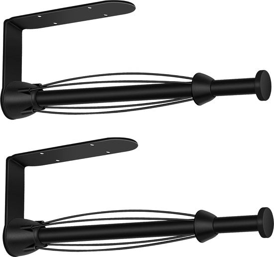 Supporto per rotelle da cucina con effetto d'assorbimento, supporto per rotelle da cucina, nero, in acciaio inossidabile, supporto per rotelle da cucina senza fori (2 pezzi)