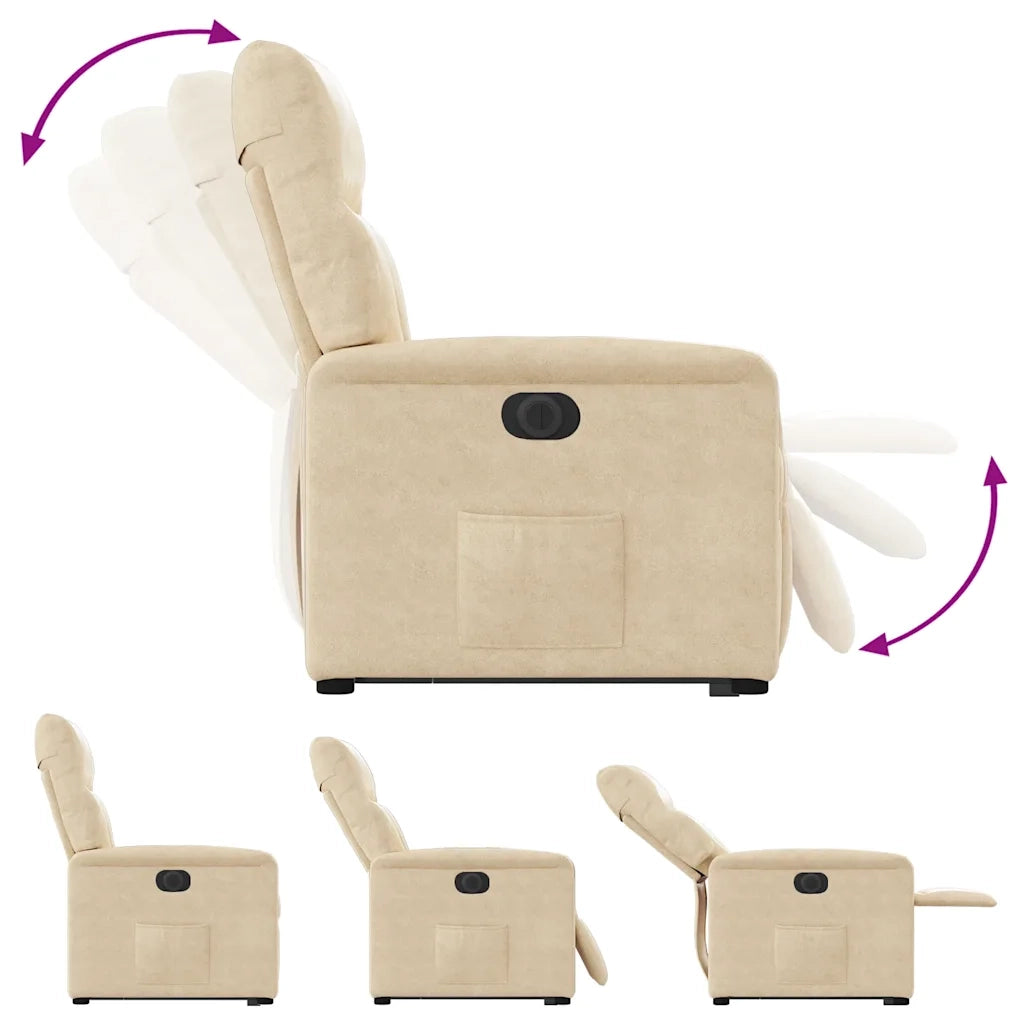 Poltrona Alzapersona Reclinabile Elettrica Crema in Microfibra 3303105