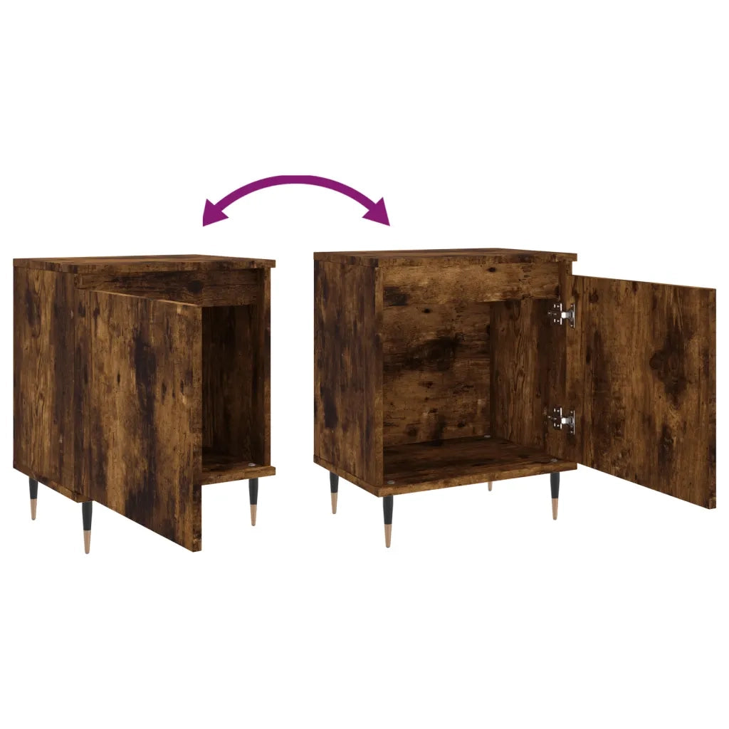 Set di 2 Comodini | Armadio da Notte | Mobiletto da notte Rovere Fumo 40x30x50 cm in Legno Multistrato