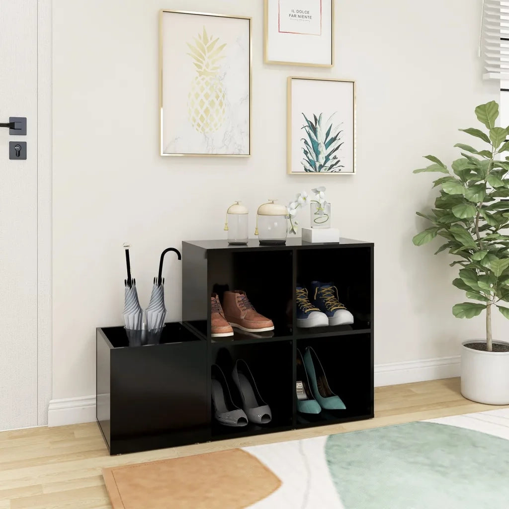 Scarpiera da Ingresso Nera 105x35,5x70cm in Legno Multistrato 808252