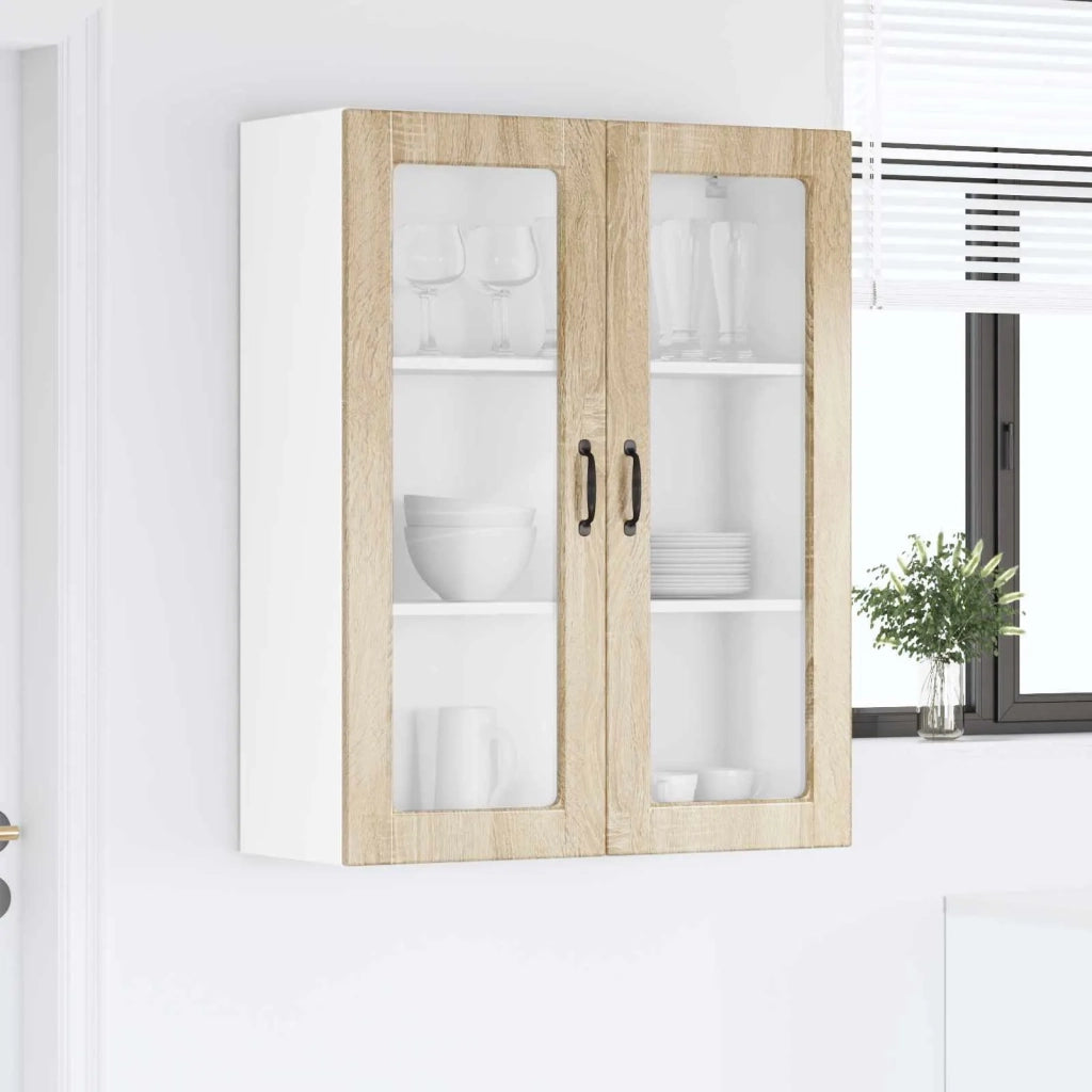 Pensile da cucina | Mobile in vetro da parete PORTO Rovere Sonoma 80 x 31 x 100 cm