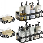 Organizzatore per docce a angolo 4 pezzi, Kit di organizzatori per docce adesivi con mensole per dentro la doccia, Organizzatore per bagno senza foratura con holder per sapone.