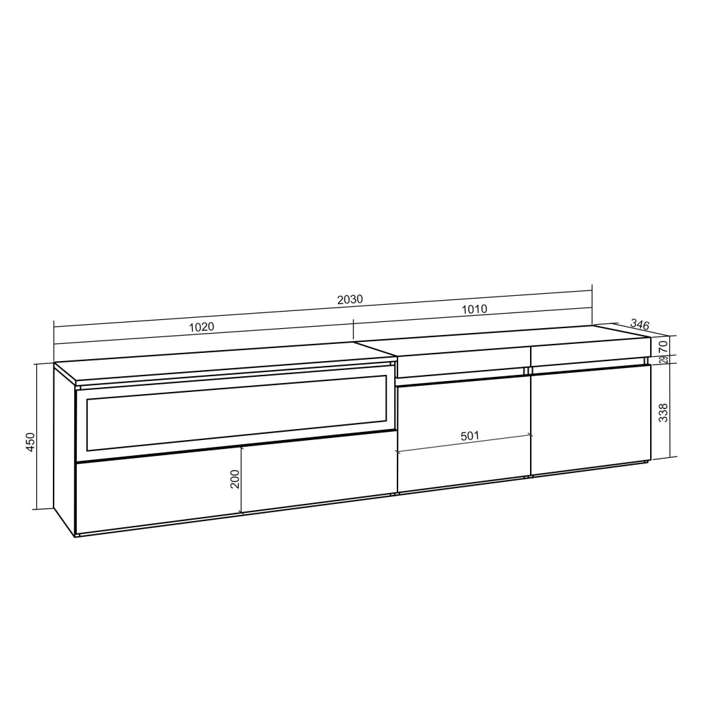 Mobile TV, 200x35x45cm, soggiorno, Per TV fino a 80", Camino elettrico, colore Rovere e nero RF2253