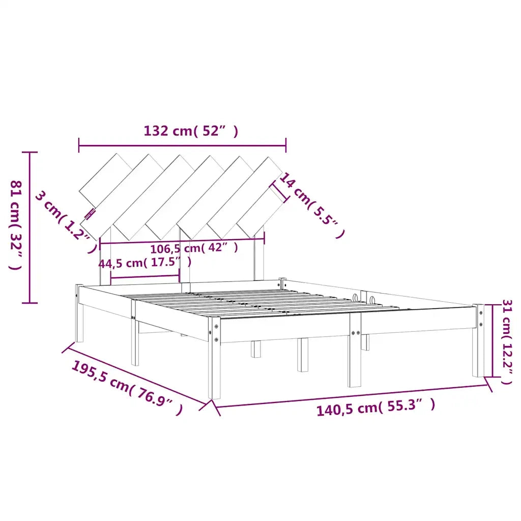 Giroletto Nero 135x190 cm Double in legno Massello 3104847