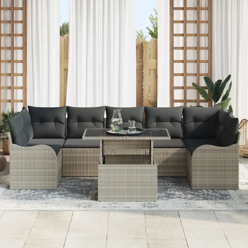 Set Divano da Giardino 8 pcs Grigio chiaro Poly Rattan 3348418