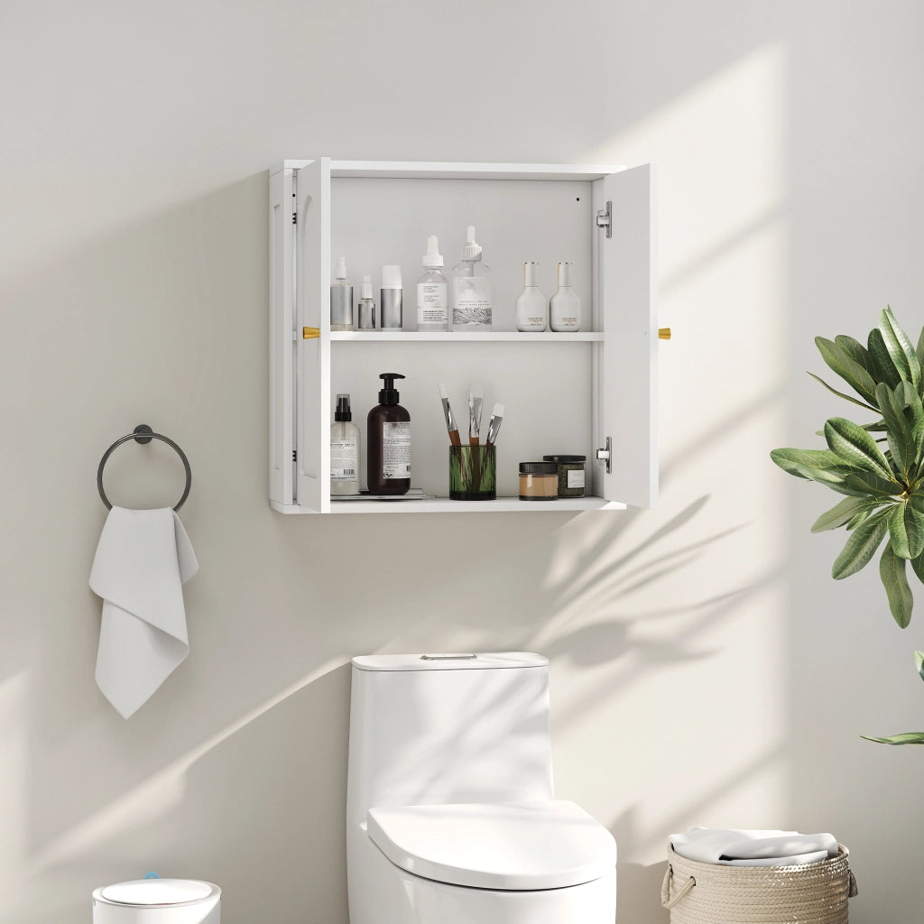 Armadio a muro bagno ¨C zephmum ¨C bianco dorato 60x20x60 cm