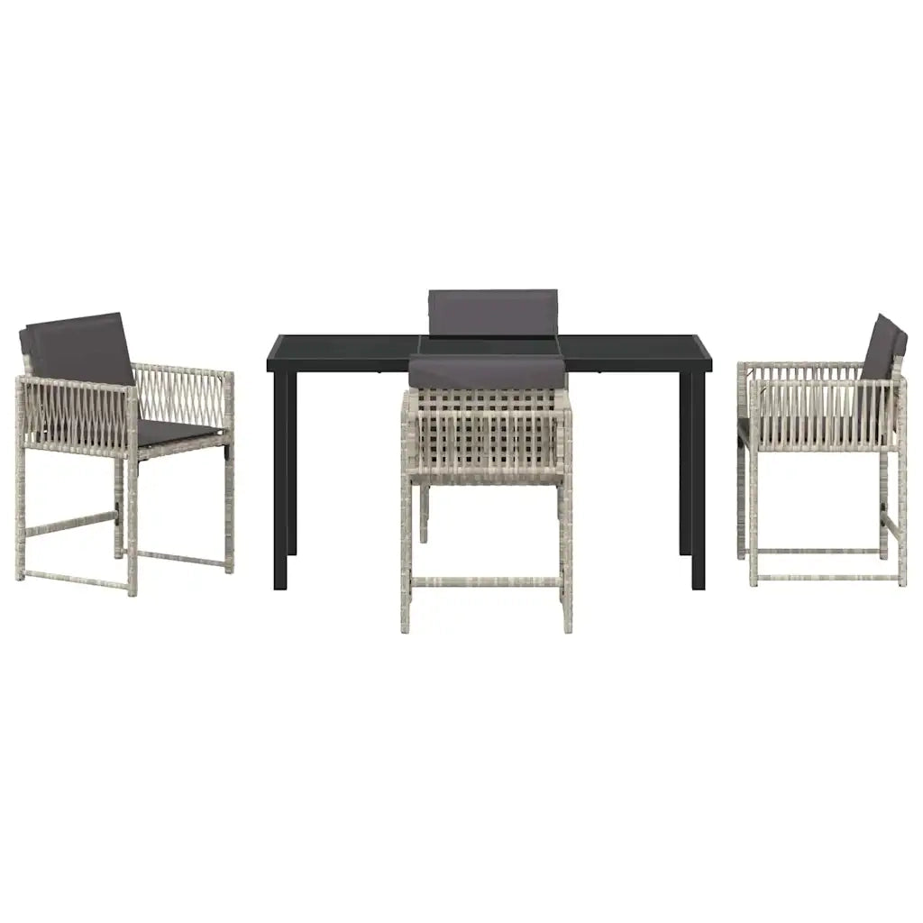 Set da Pranzo per Giardino 5 pz | Set Salotto da Giardino Grigio chiaro polyrattan