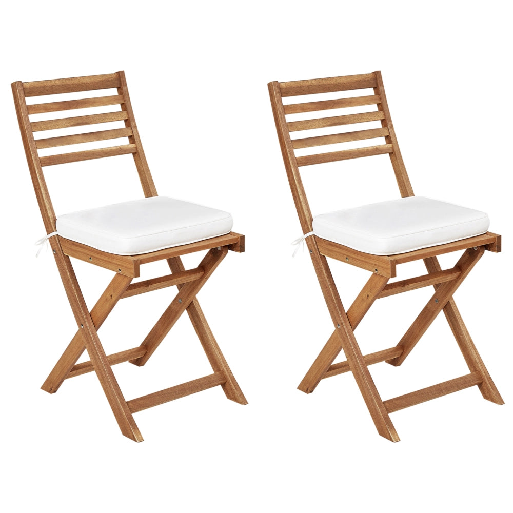 Set di 2 cuscini per sedie da esterno con lacci e rivestimento rimovibile bianco resistenti ai raggi UV