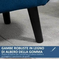 Panca Contenitore Imbottita per Interno in Tessuto Vellutato con Braccioli, 118x42x66cm - Blu
