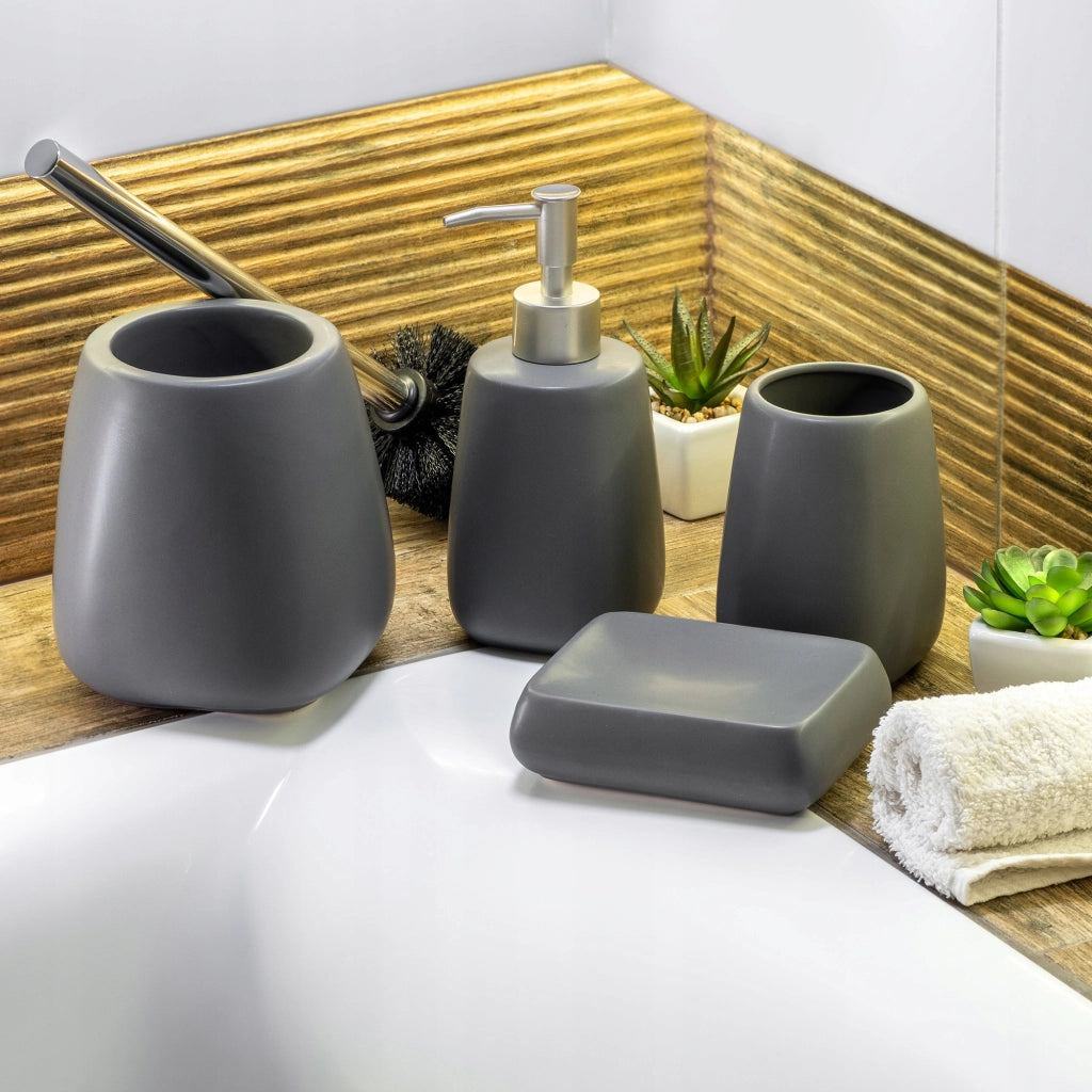 Set di 2 scopini per WC KADAX in ceramica grigia per bagno