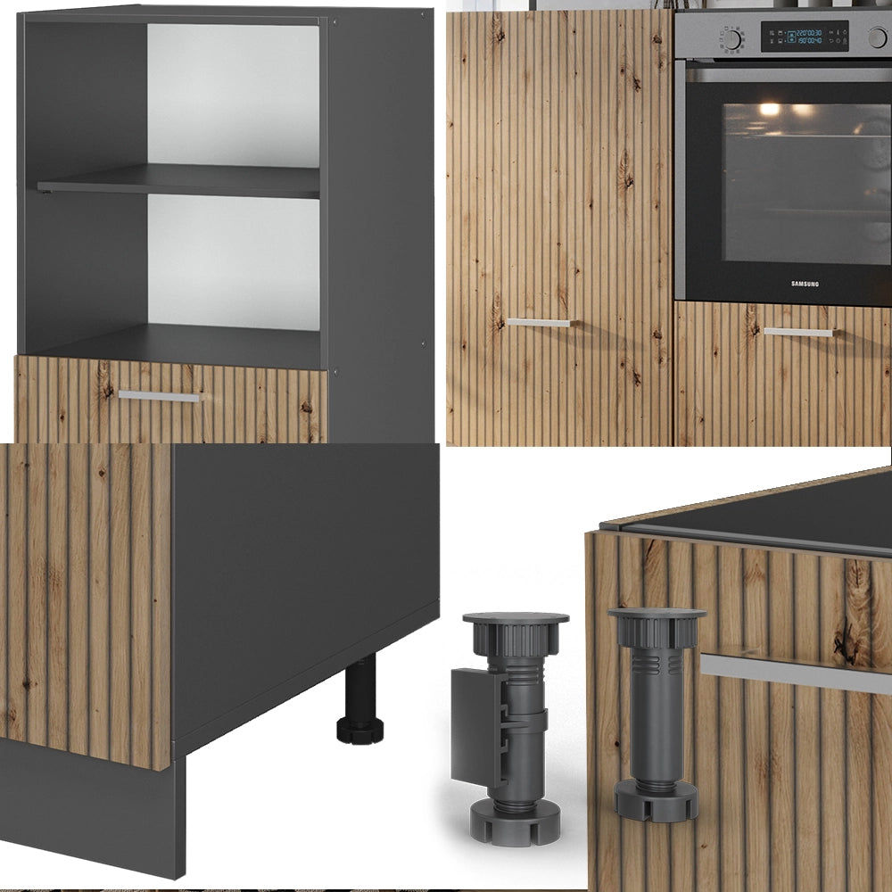 Vicco Cucine componibili piccole Rovere artigianale/antracite 180 cm senza piano di lavoro