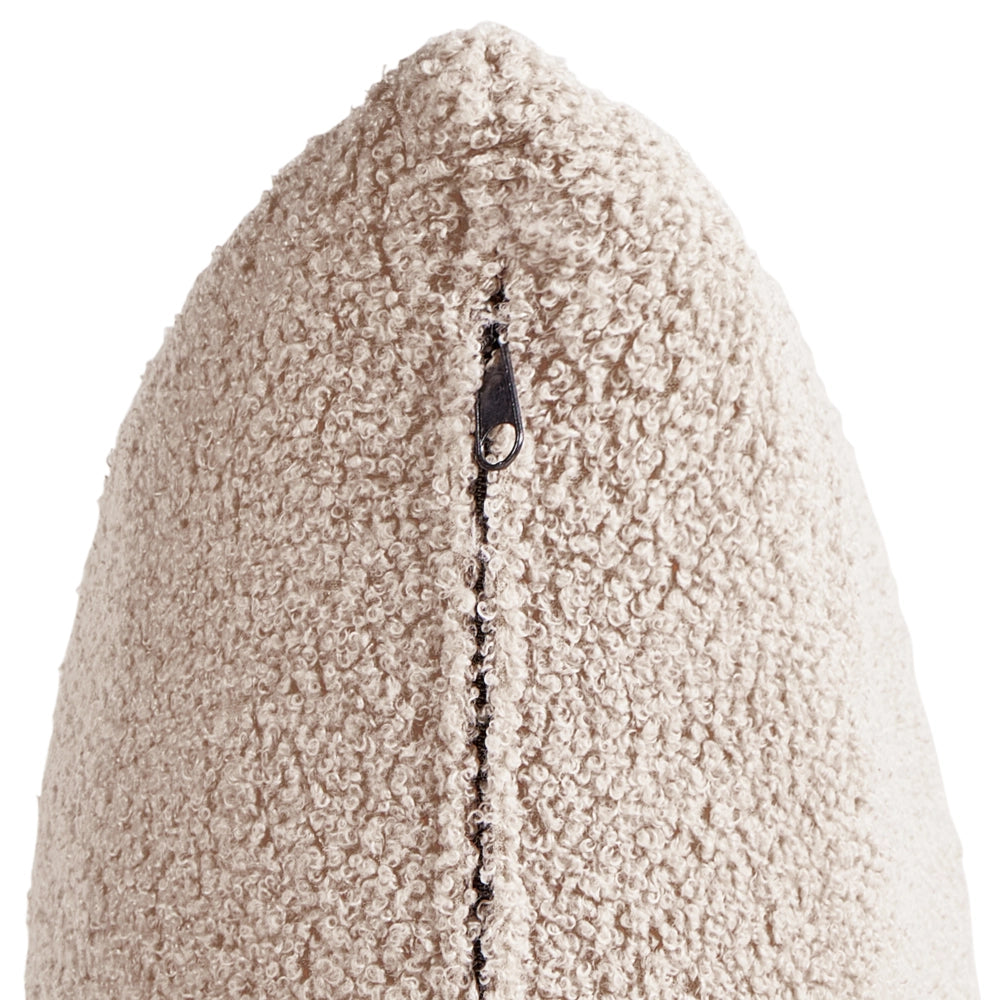 Poltrona Beige in boucle con base girevole in ferro Due cuscini sfoderabili Schienale rotondo Soggiorno moderno in stile glam