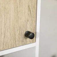 kleankin Colonna Bagno con 2 Ripiani Aperti e 2 Armadietti in Truciolato, 31.5x30x169 cm, Bianco e color Legno
