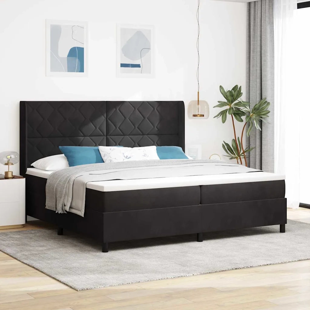 Letto a molle con strisce LED Nero 200 x 200 cm Velluto 3343942