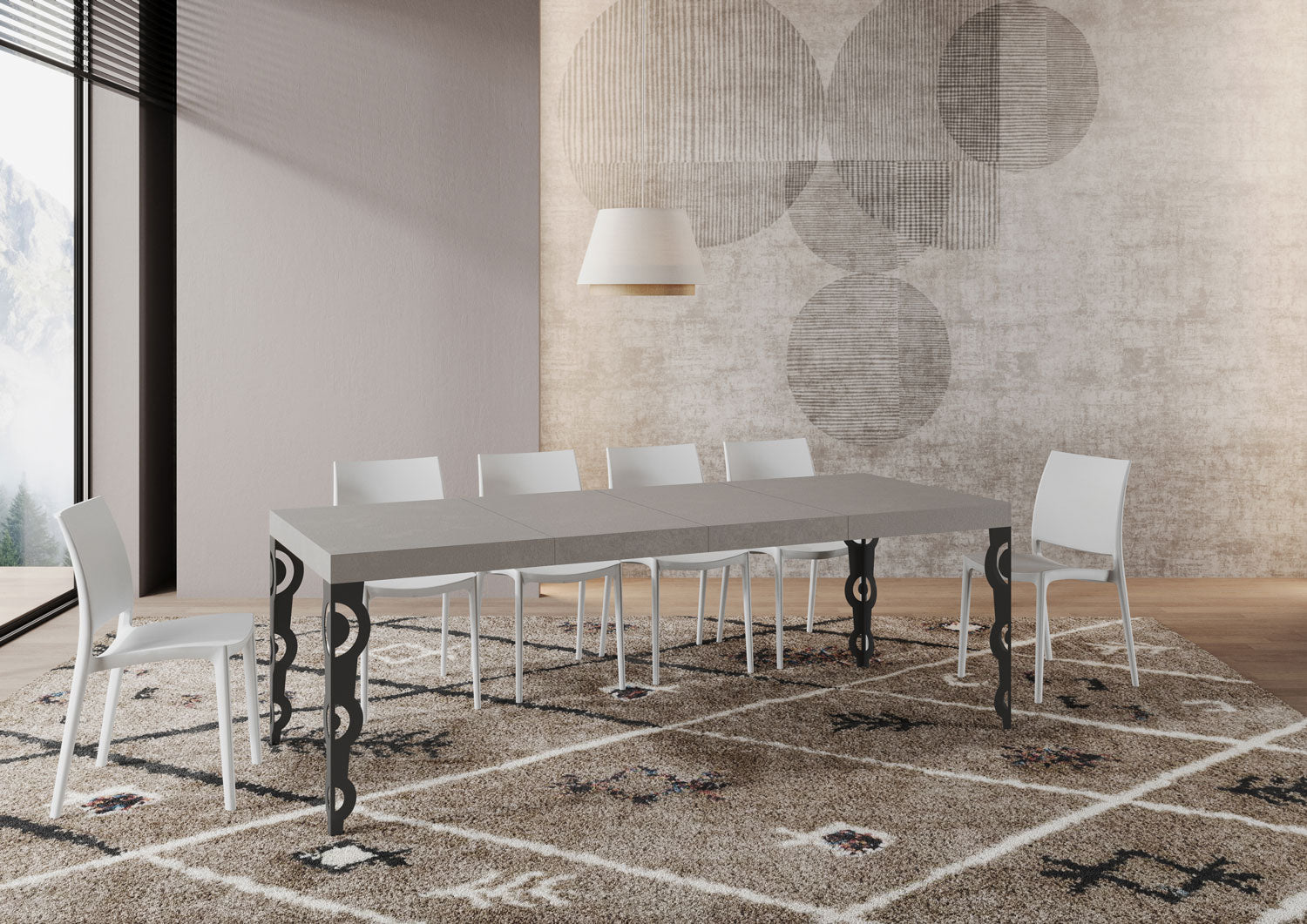 Tavolo Allungabile 120/380x90 cm Karamay Premium Cashmere Gambe Antracite