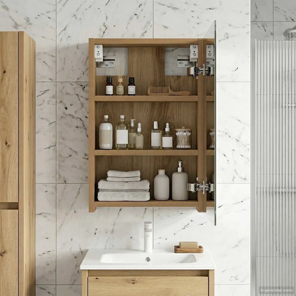 Mobiletto per specchio da bagno con porta Rovere Artigianale