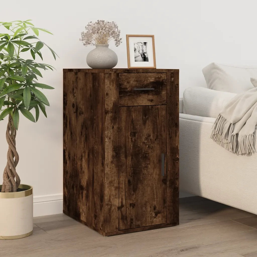 Scrivania con Armadietto Rovere Fumo in Legno Multistrato 3185436
