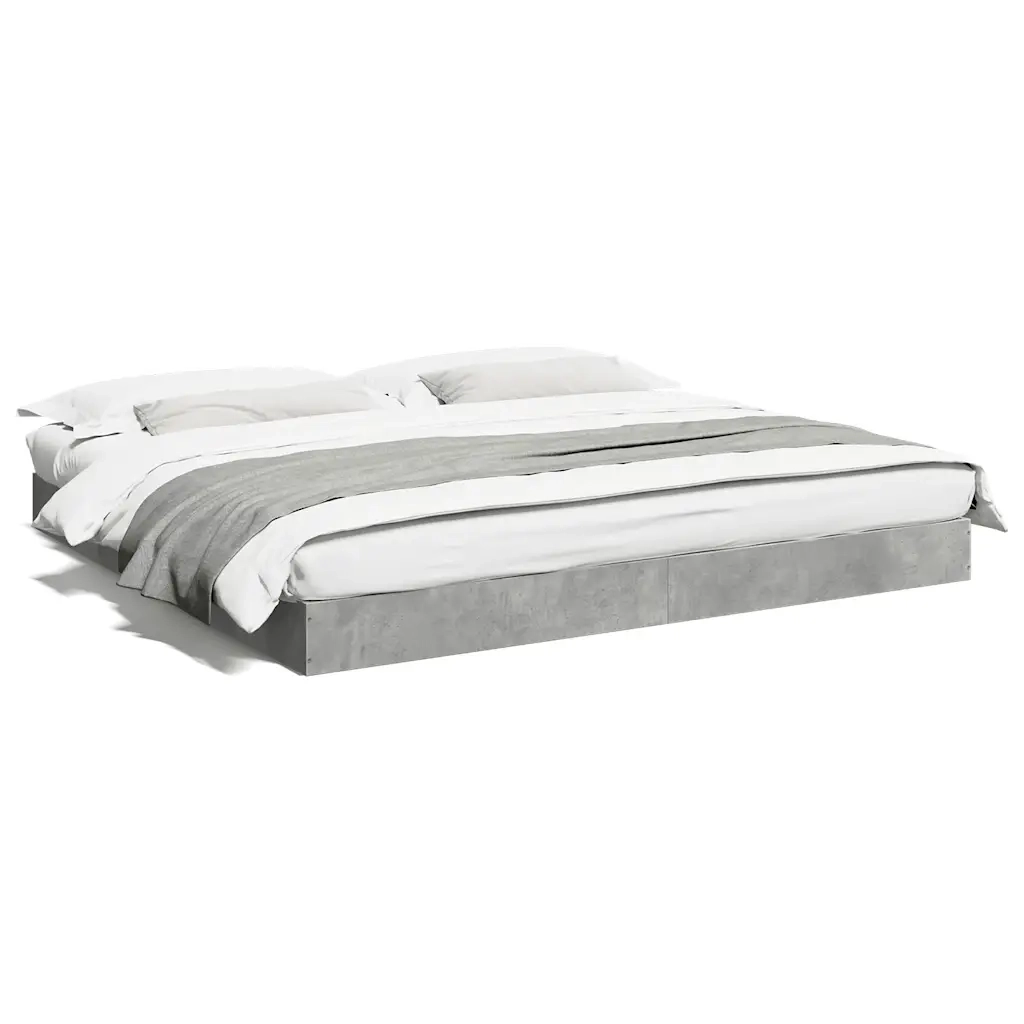 Letto matrimoniale | Letto per adulti | Giroletto Grigio Cemento 180x200 cm in Legno Multistrato